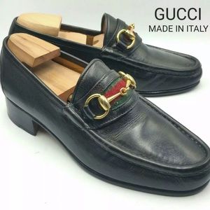 Vintage Gucci Black Horsebit Loafers